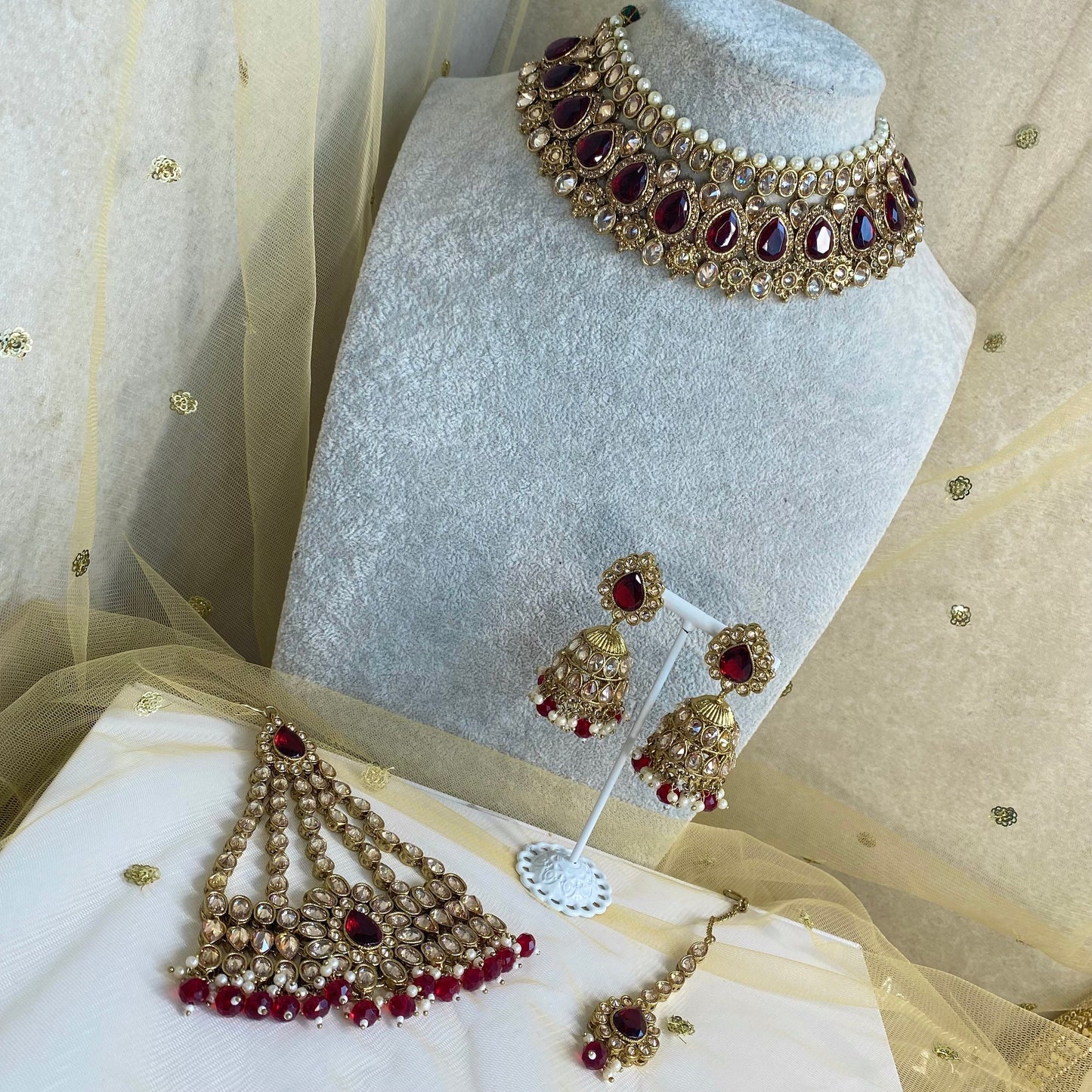 Maroon Bridal Choker Set