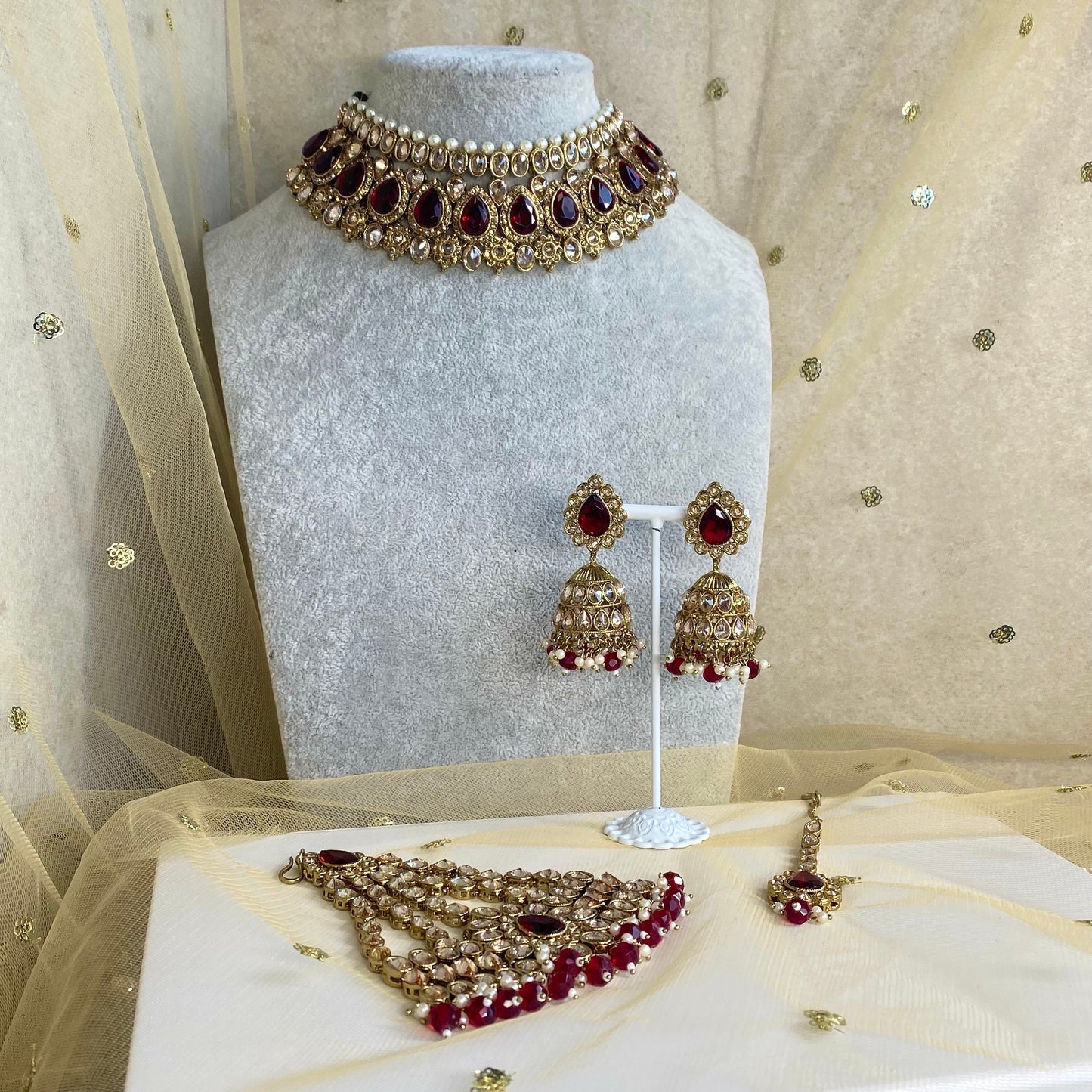 Maroon Bridal Choker Set