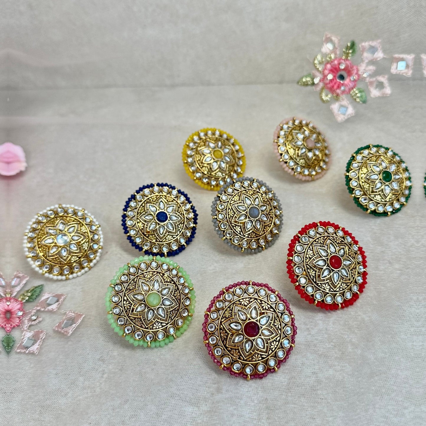 Medium Faux Kundan Ring - White/ Fashion Jewellery/ Gift for Women/Indian/Pakistani style