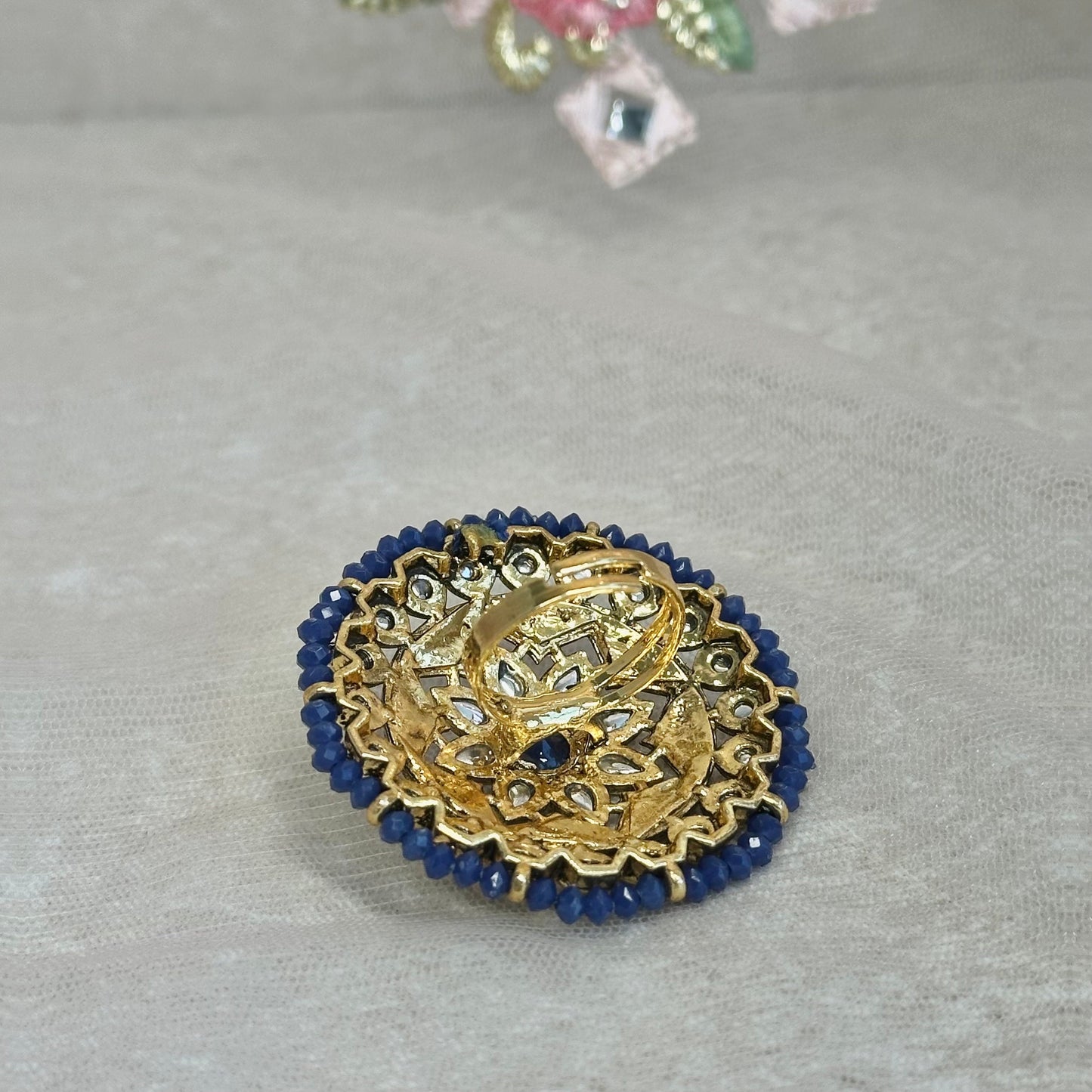 Medium Faux Kundan Ring - White/ Fashion Jewellery/ Gift for Women/Indian/Pakistani style