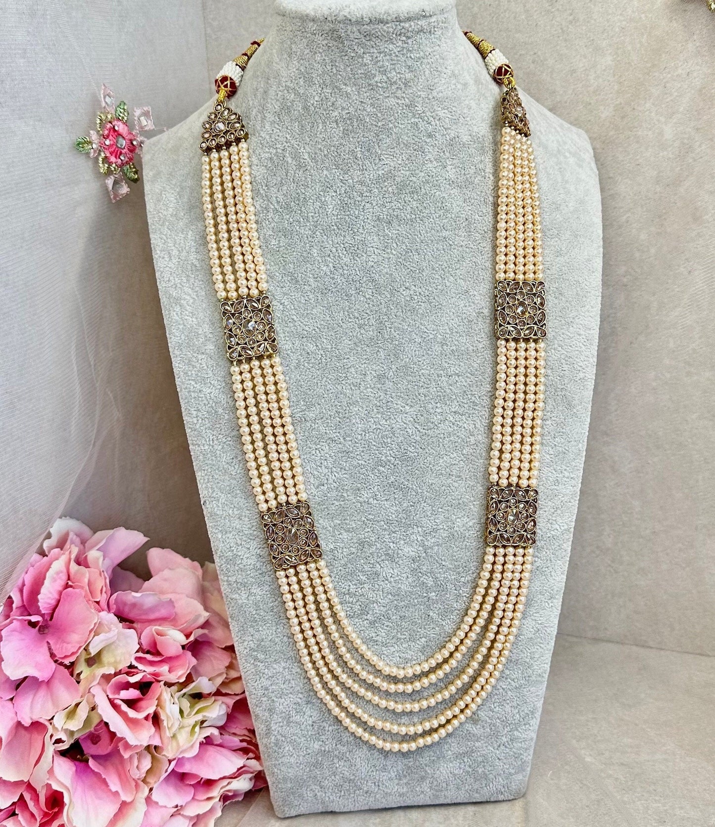 Champagne Long Mala/ Haar/ Long Necklace/ Unique Style/ Indian/ Pakistani/Fashion Jewellery/ Gift for Women