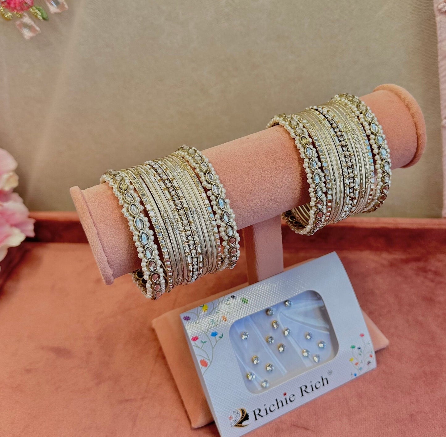 Small Clear Bangle Set (Bindi pack included)/Indian/ Pakistani/Jewelley/ Fashion Bracelet