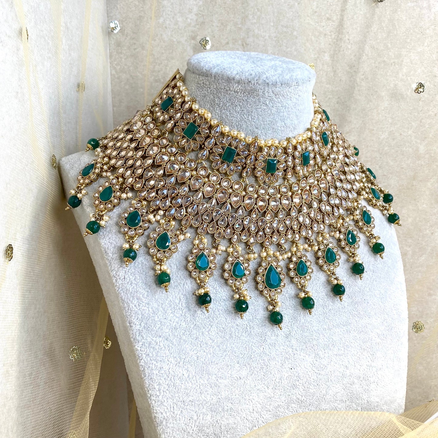 Green Statement Bridal Necklace!/ Unique Style/ Indian/ Pakistani/Fashion Jewellery/ Gift for Women