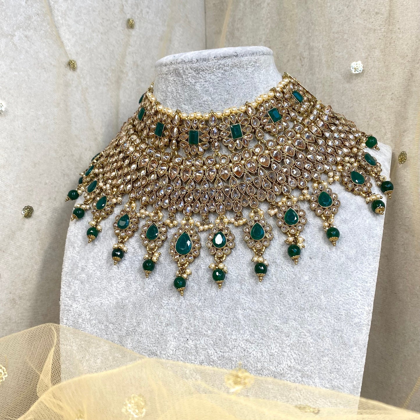 Green Statement Bridal Necklace!/ Unique Style/ Indian/ Pakistani/Fashion Jewellery/ Gift for Women