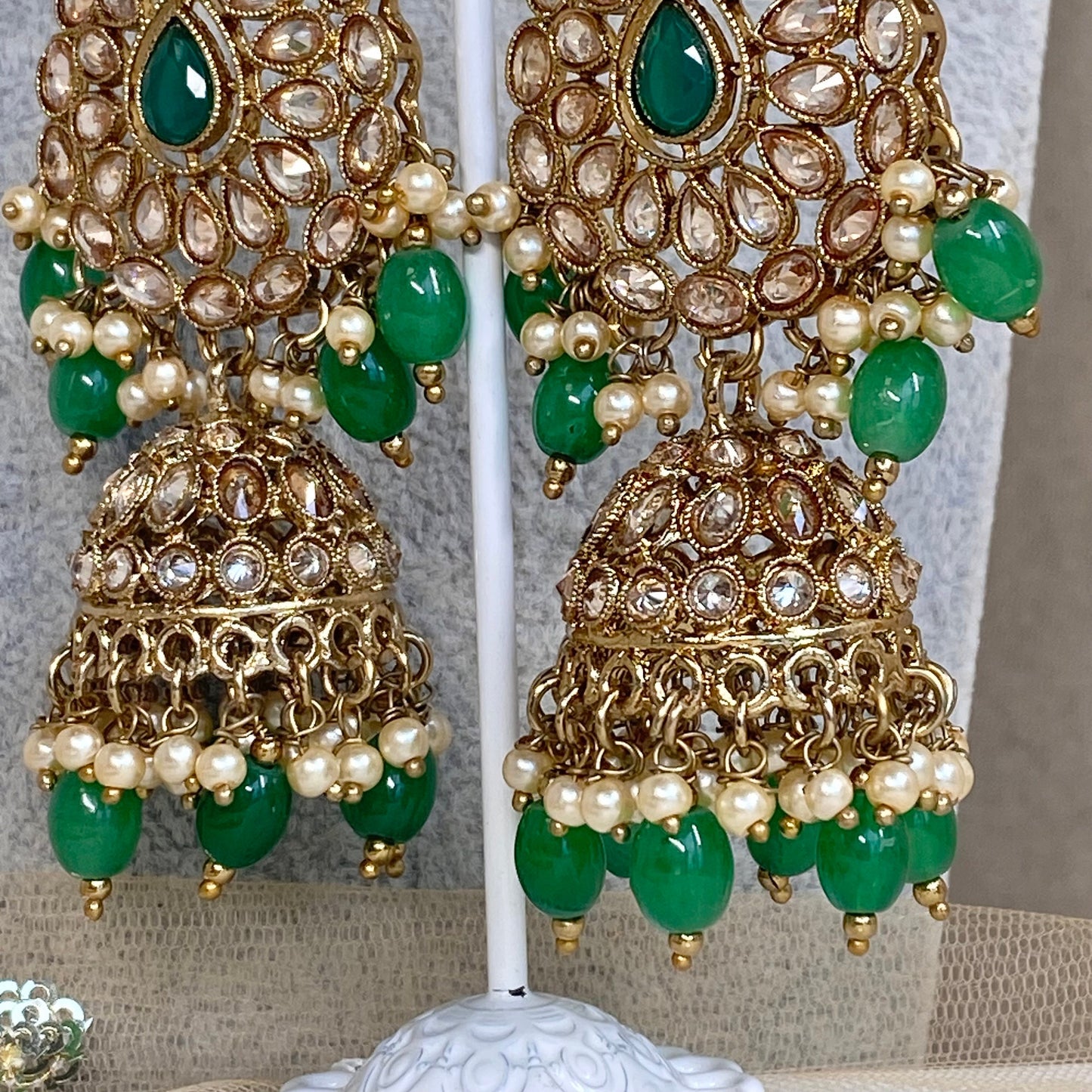 Green Bridal Necklace set Indian/ Pakistani Style/ Wedding/ Fashion Jewellery/ Necklace set
