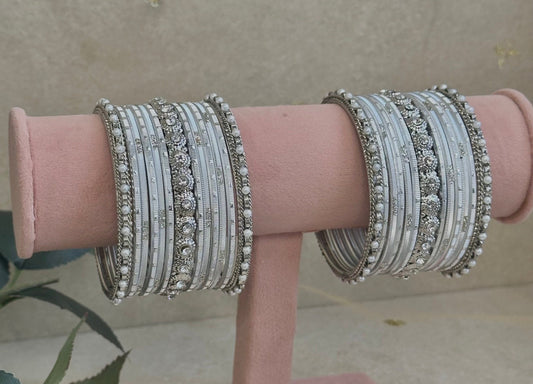 Mini Silver Bangle Set/Indian/ Pakistani/Jewelley/ Fashion Bracelet