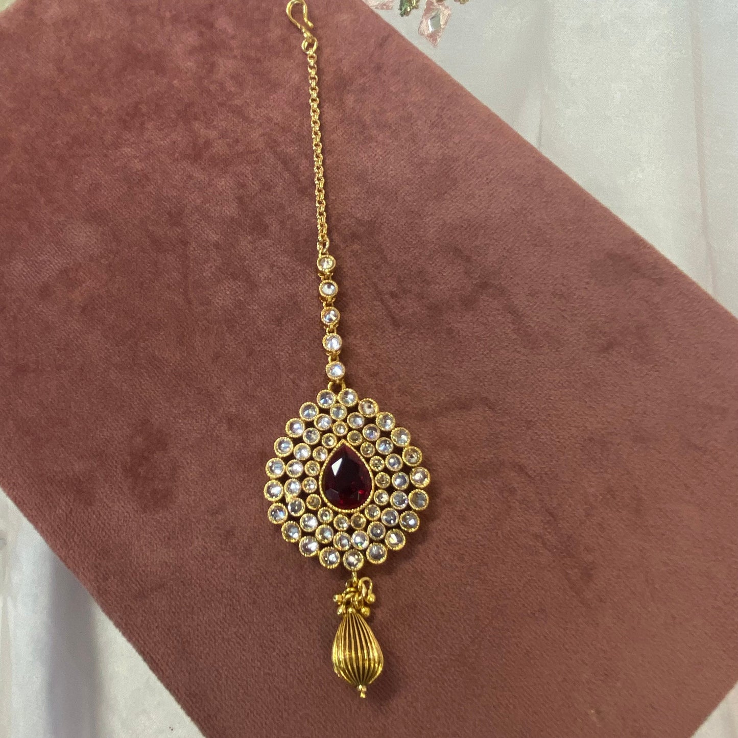 Bright Gold and Maroon Tikka