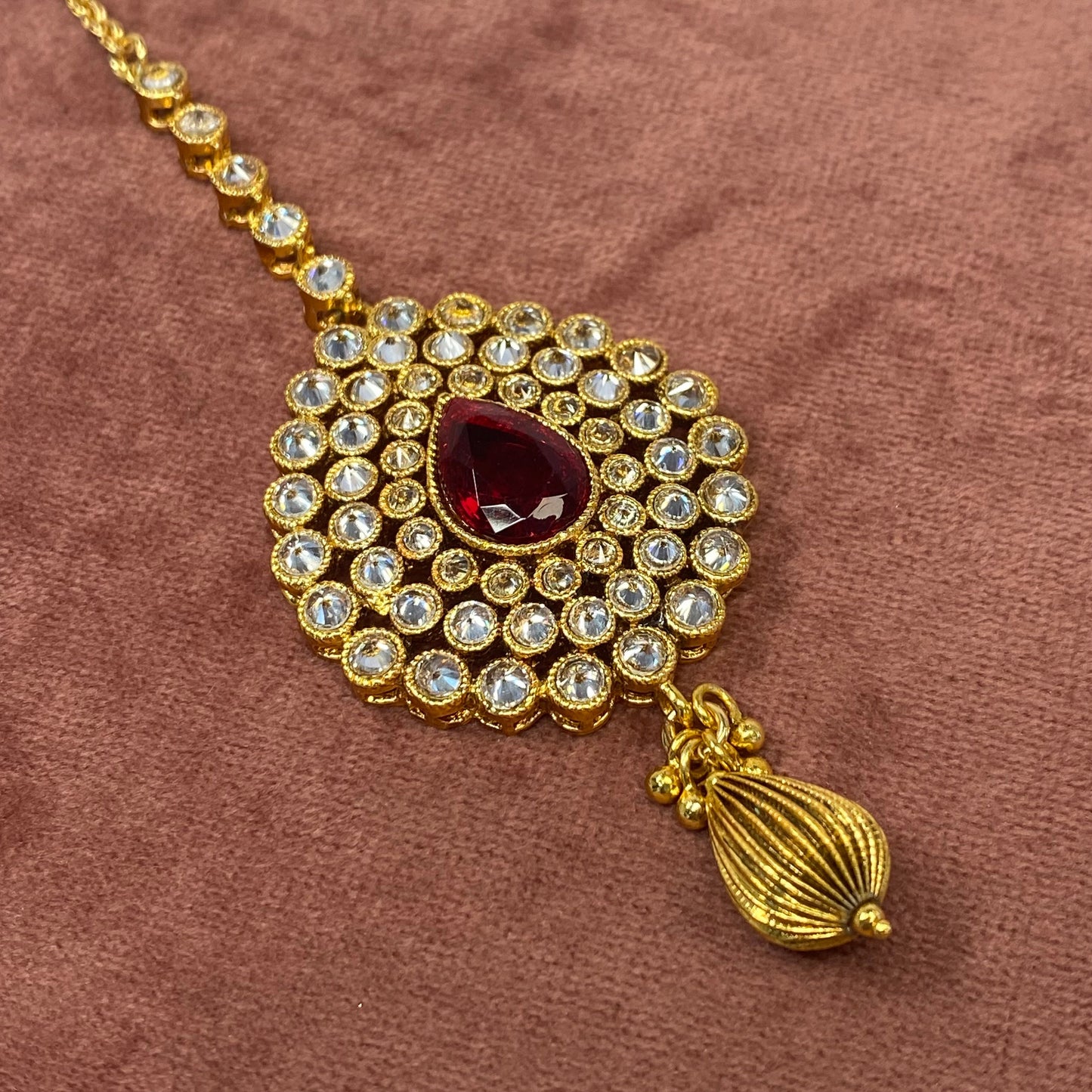 Bright Gold and Maroon Tikka