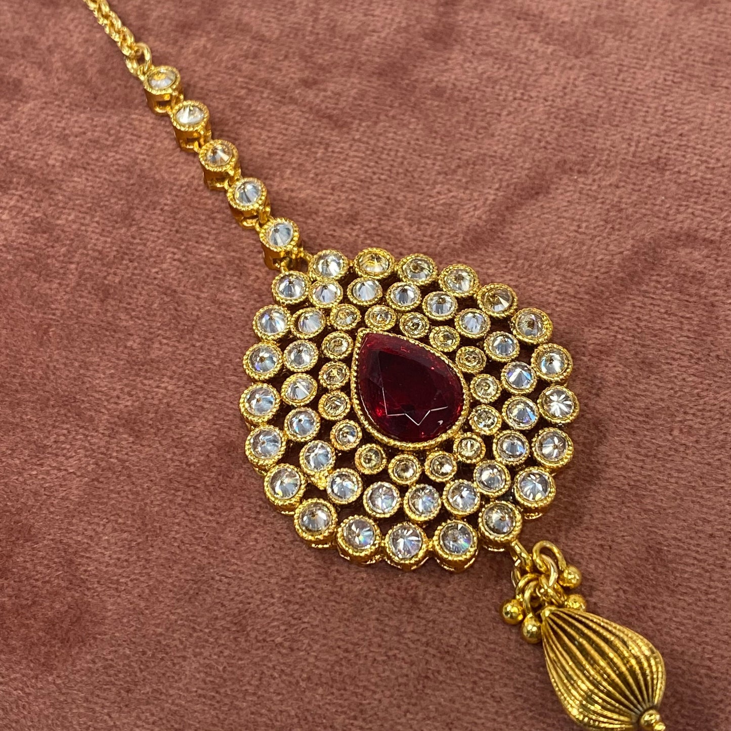 Bright Gold and Maroon Tikka