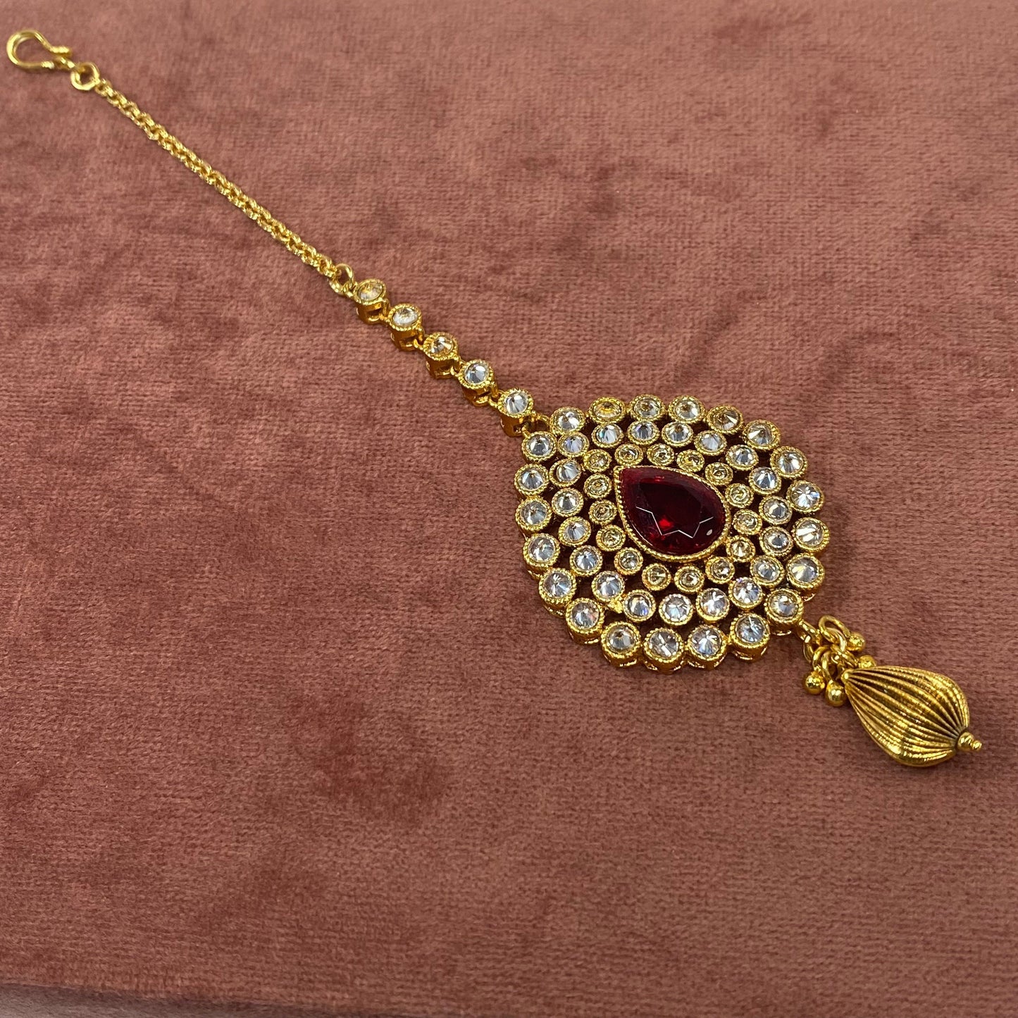 Bright Gold and Maroon Tikka