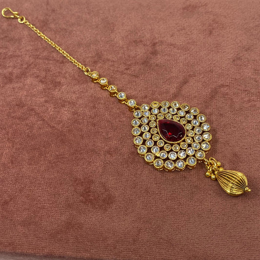 Bright Gold and Maroon Tikka