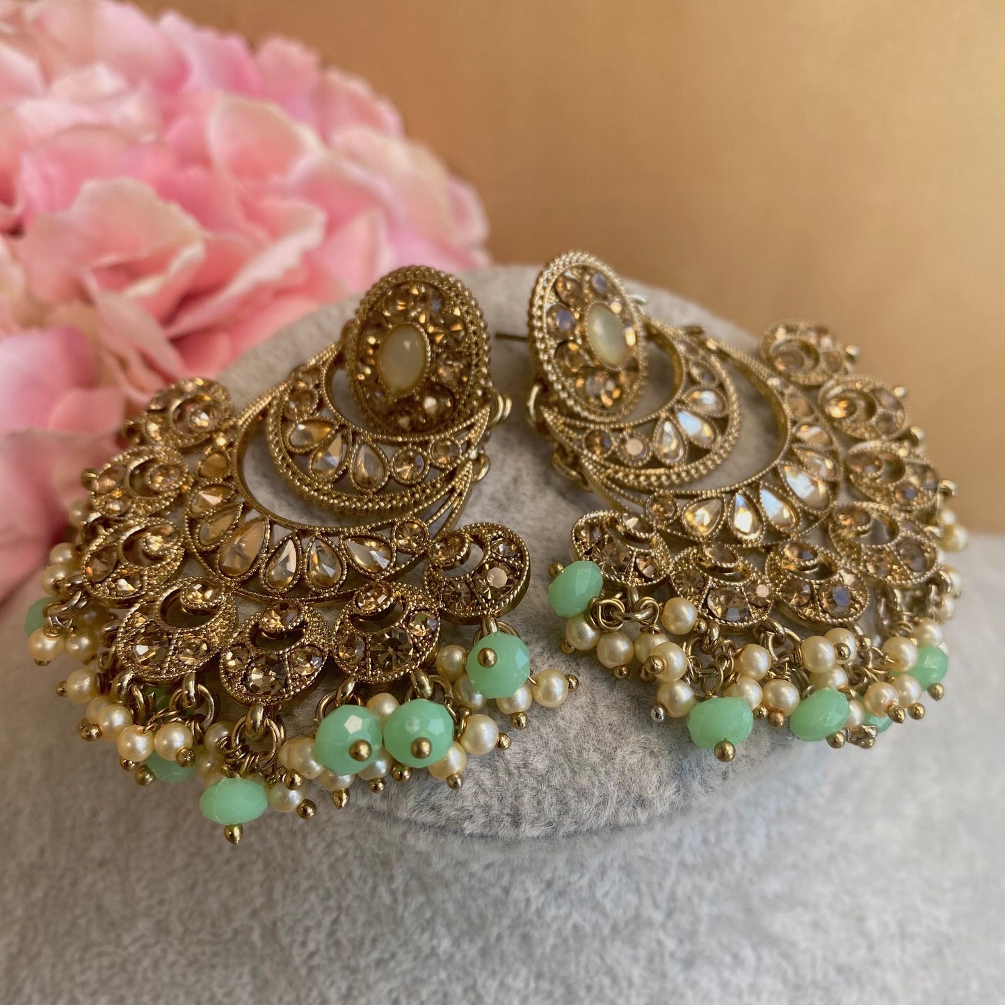 Mint Antique gold indian Earrings/ Fashion Jewellery/ Gift for Women/Indian/Pakistani style