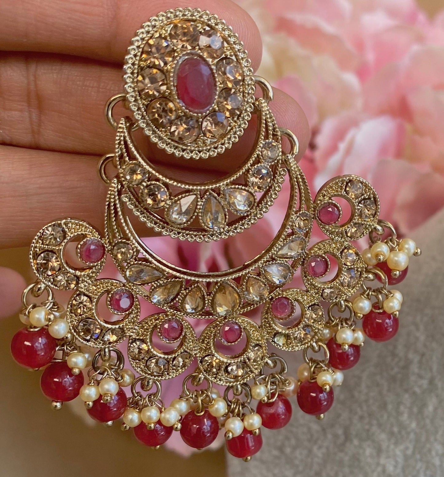 Maroon Indian Earrings/ Fashion Jewellery/ Gift for Women/Indian/Pakistani style