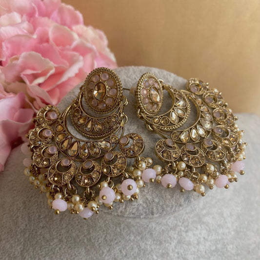 Light Pink Indian Earrings/ Fashion Jewellery/ Gift for Women