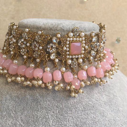 Bridal Pink Choker complete with Jhumar/ Unique Style/ Indian/ Pakistani/Fashion Jewellery/ Gift for Women