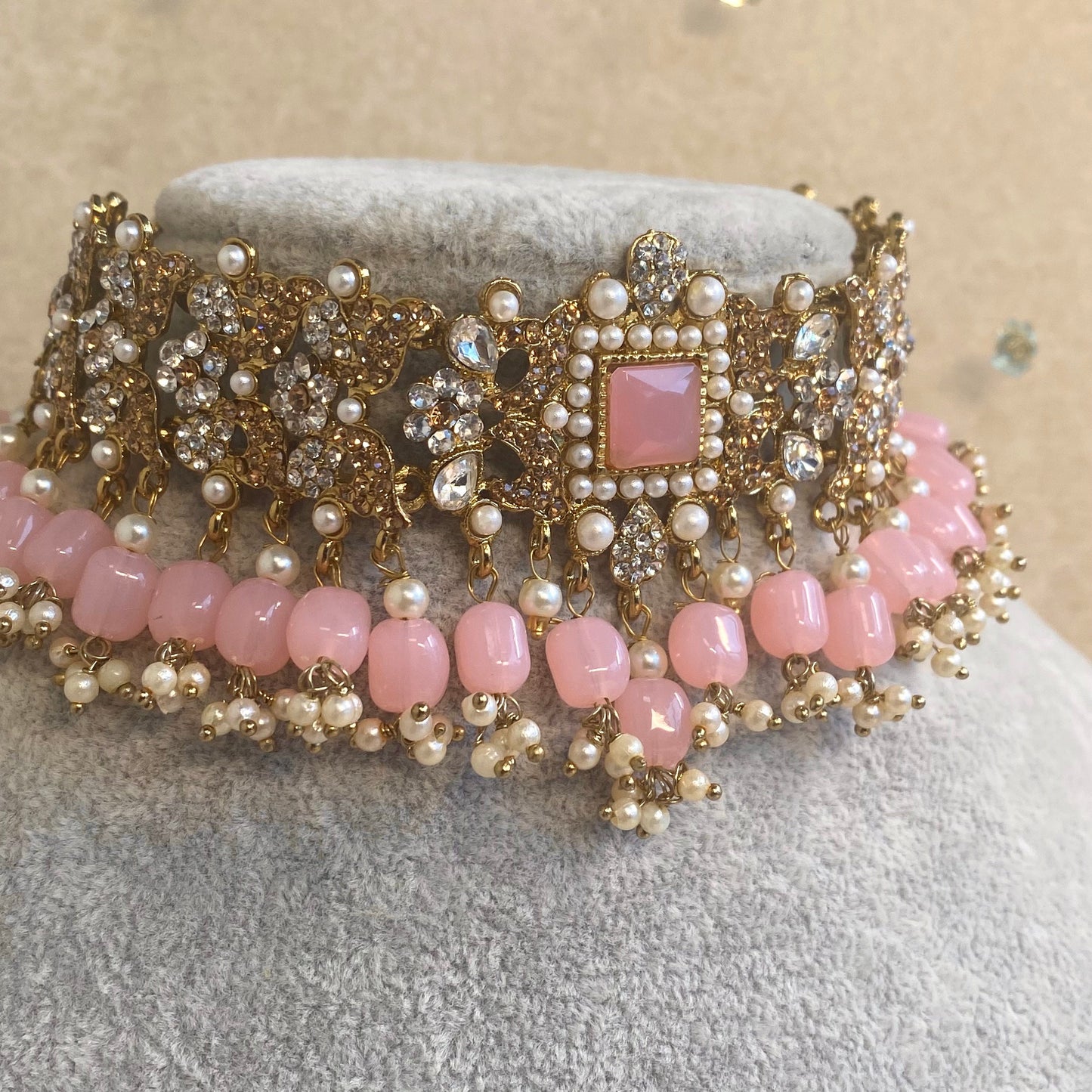 Bridal Pink Choker complete with Jhumar/ Unique Style/ Indian/ Pakistani/Fashion Jewellery/ Gift for Women