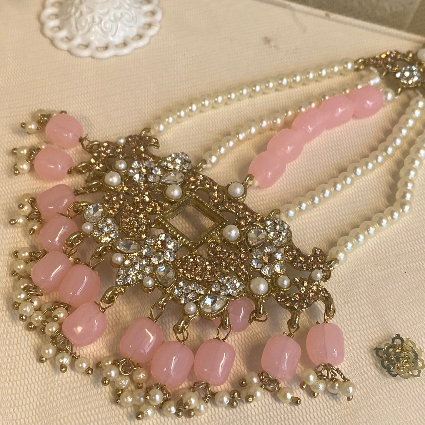 Bridal Pink Choker complete with Jhumar/ Unique Style/ Indian/ Pakistani/Fashion Jewellery/ Gift for Women