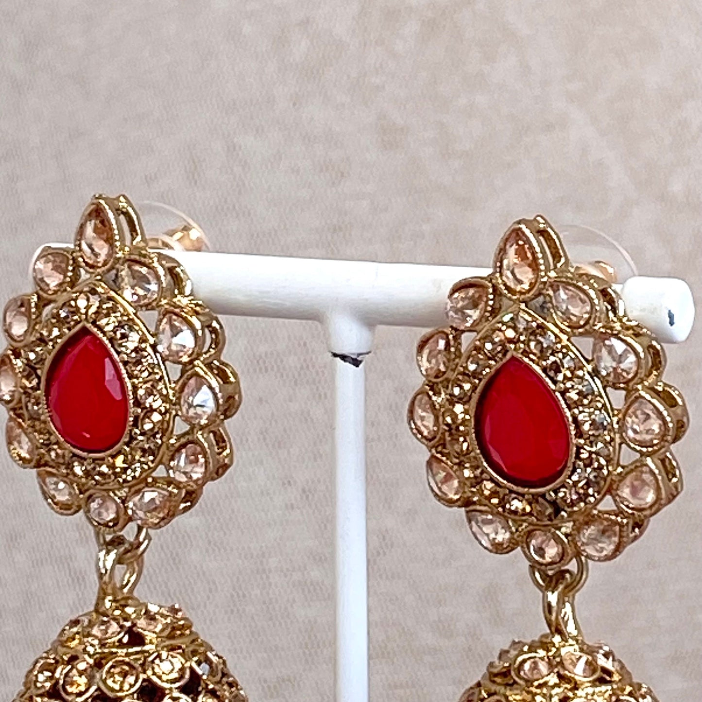 Red Jhumka and Tikka set/ Earring Indian/ Pakistani Style/ Jhumki/ Tikli