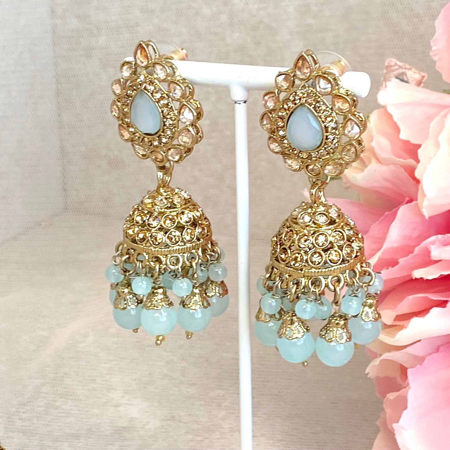 Light Blue Jhumka and Tikka set