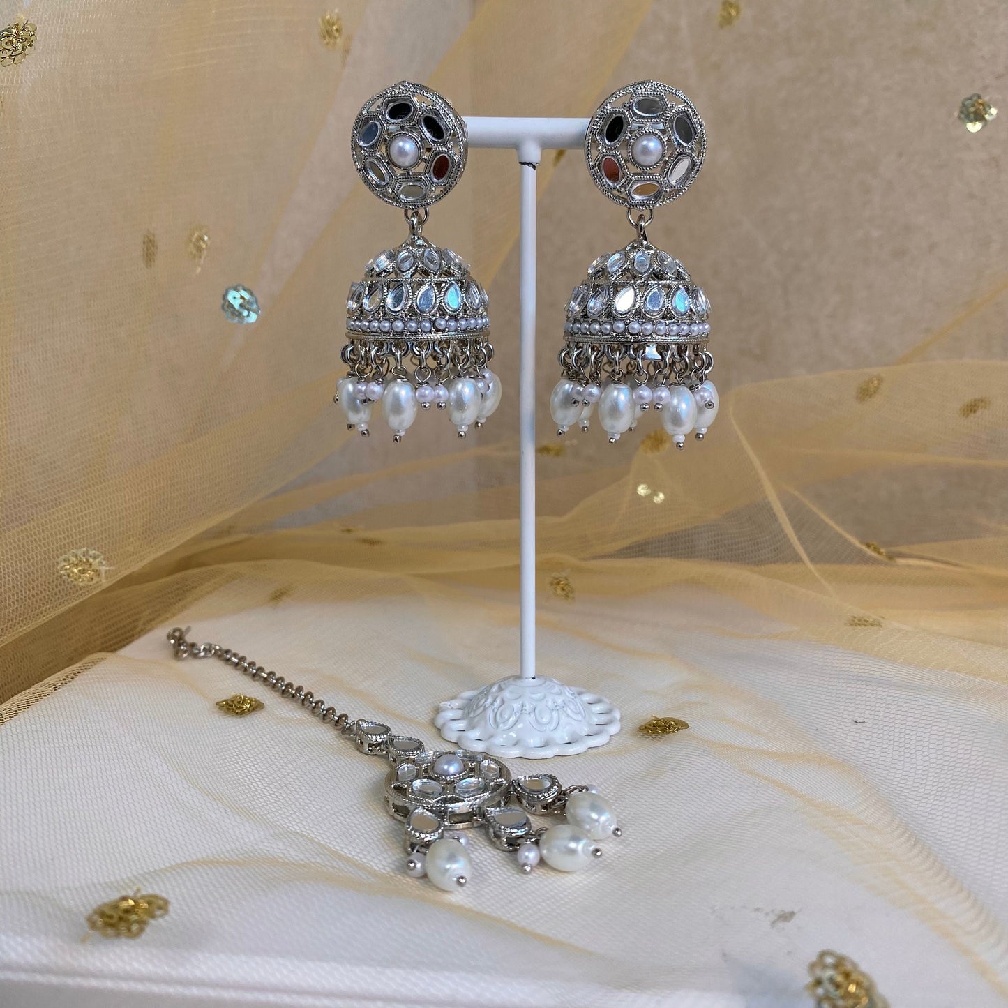 Mirrored Earring and Tikka Set