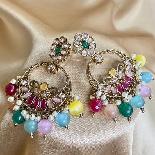 Crystal Multicolour Earrings/Indian Mehendi Night Earrings/Fashion Jewellery/ Gift for Women/Indian/Pakistani style