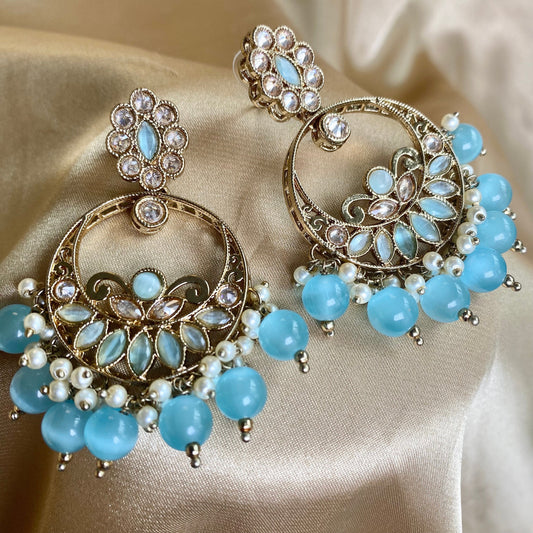 Crystal Light Blue Earrings/ Fashion Jewellery/ Gift for Women/Indian/Pakistani style