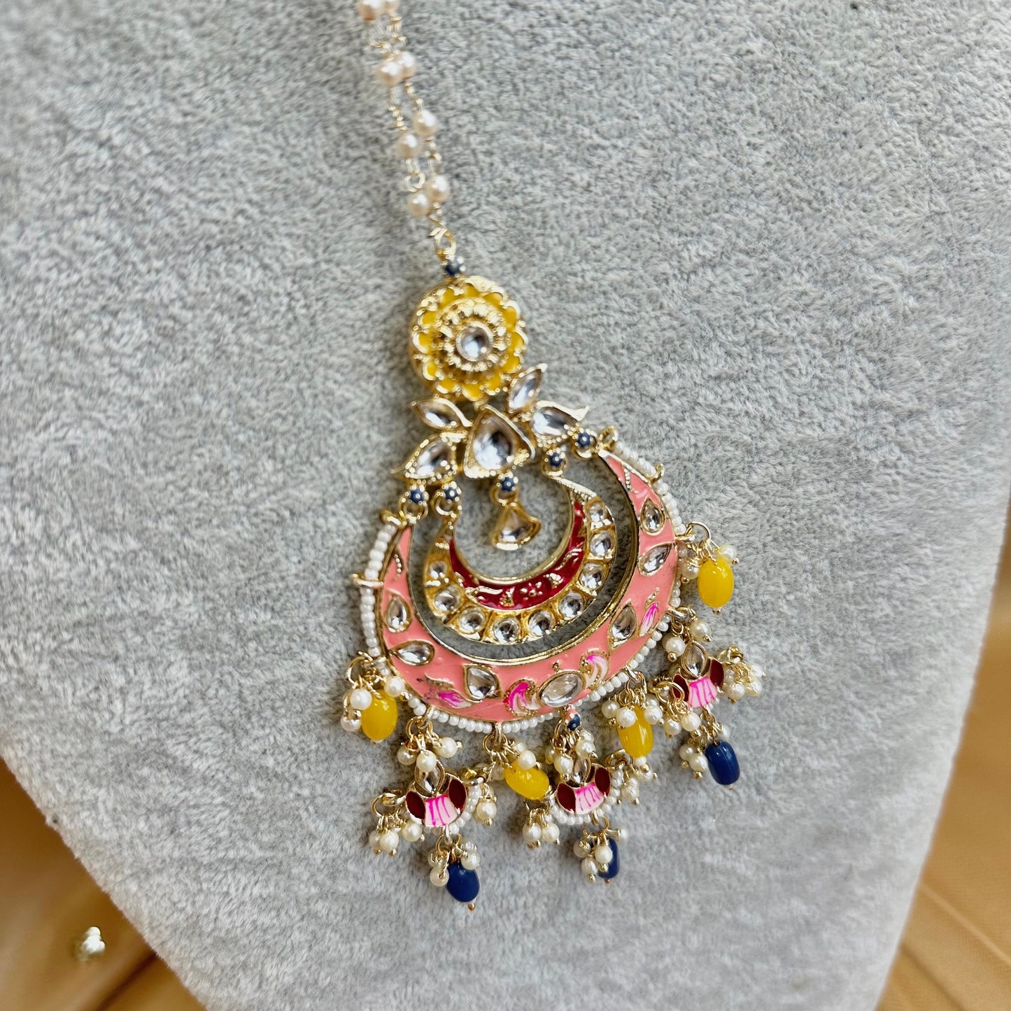 Meenakari/Faux Kudan Large Tikka - Multicolour/ Tikli/ Indian/ Pakistani Fashion Jewellery/Maang Tikkas