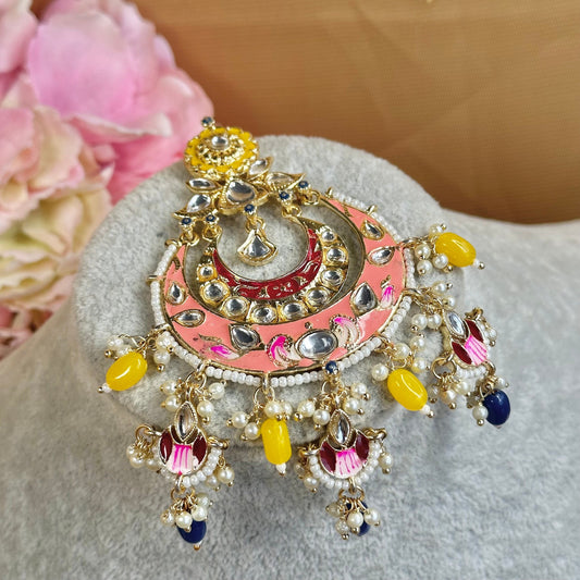 Meenakari/Faux Kudan Large Tikka - Multicolour/ Tikli/ Indian/ Pakistani Fashion Jewellery/Maang Tikkas