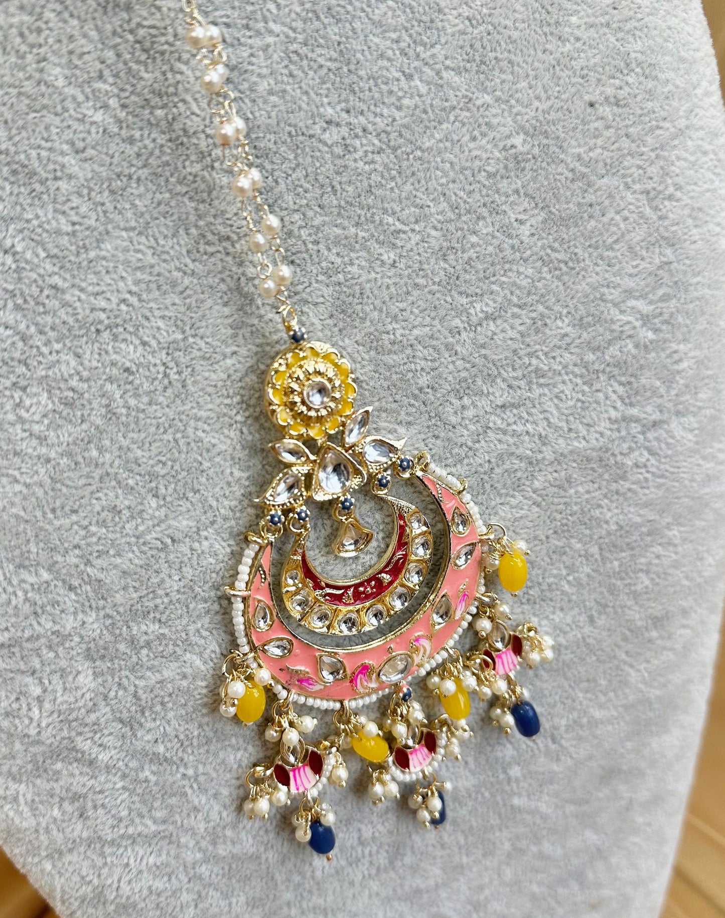 Meenakari/Faux Kudan Large Tikka - Multicolour/ Tikli/ Indian/ Pakistani Fashion Jewellery/Maang Tikkas