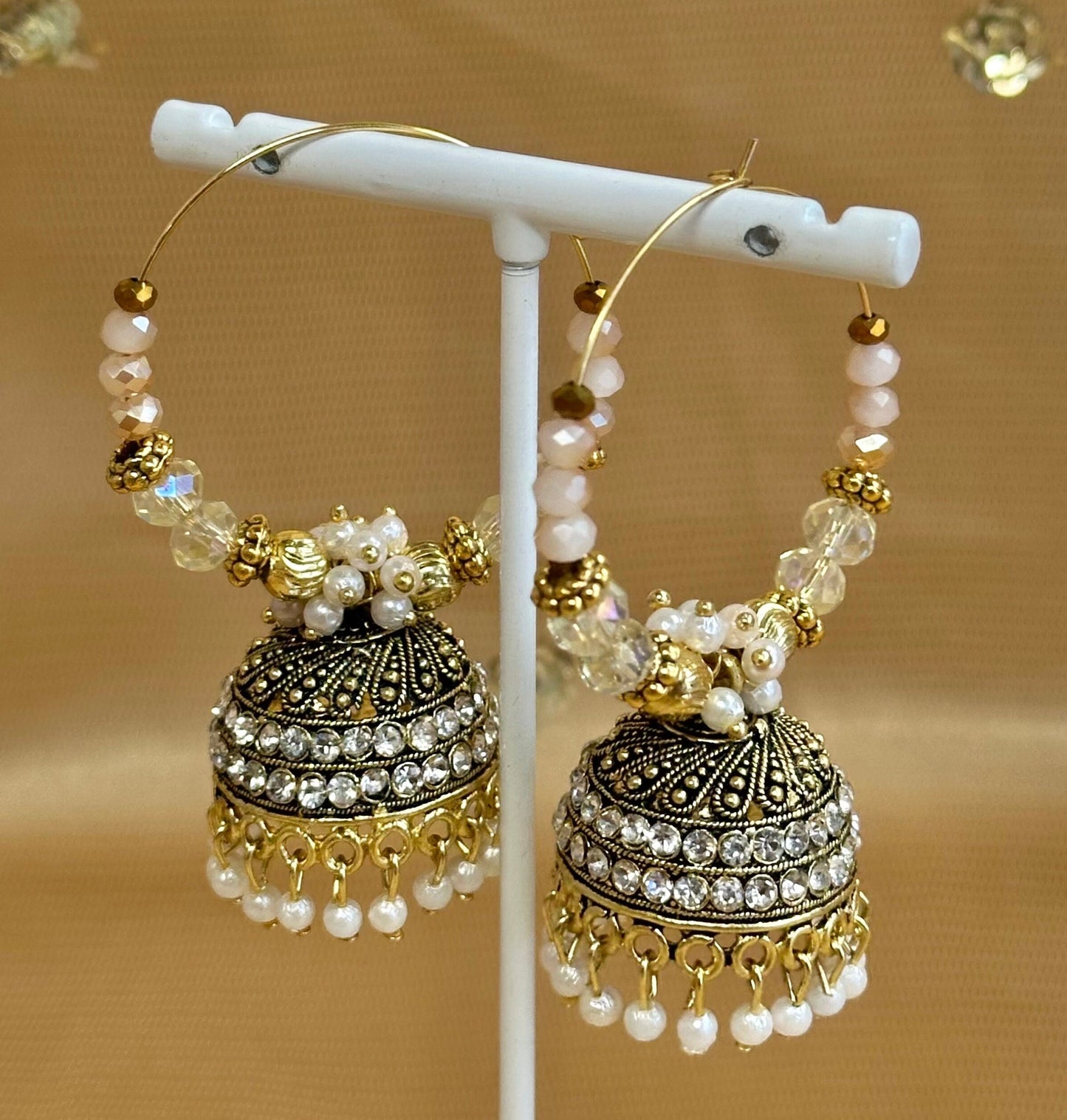 Medium Moon Shimmer Hoop Earrings/ Shiney earring/ Light weight/ Gift for Women/ Fashion Jewellery/ Gift for Women