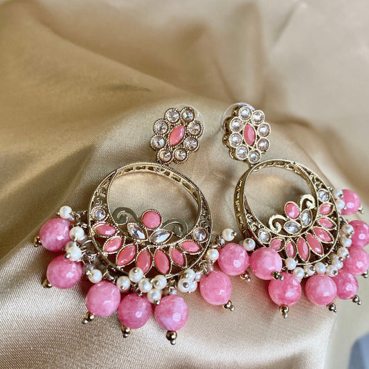 Crystal Coral Earrings/ Fashion Jewellery/ Gift for Women/Indian/Pakistani style