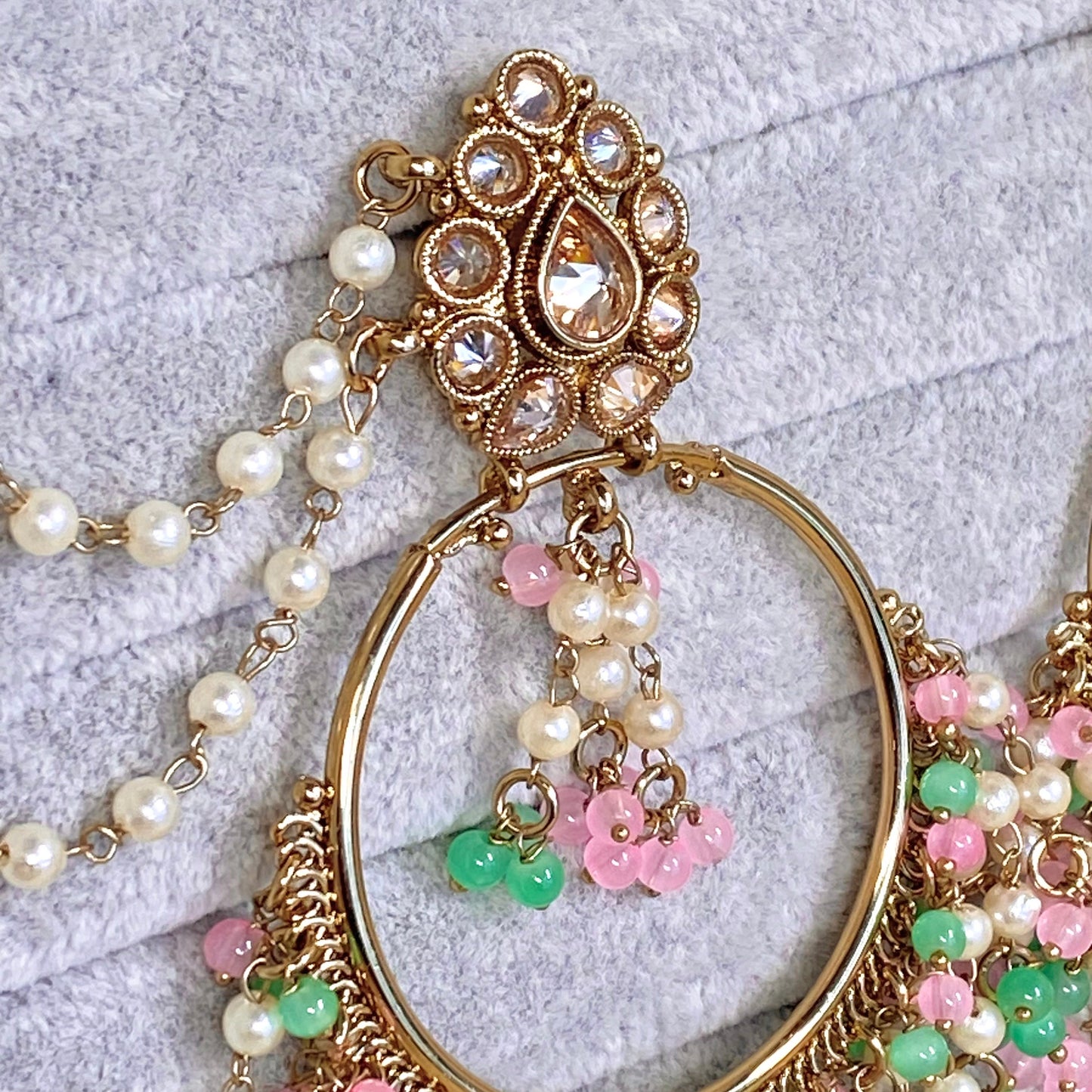 Pastel Hoop Indian Earrings with Chain! Pastel Earrings/Pastel Hoops/ Fashion Jewellery/ Gift for Women/Indian/Pakistani style/Chandbali