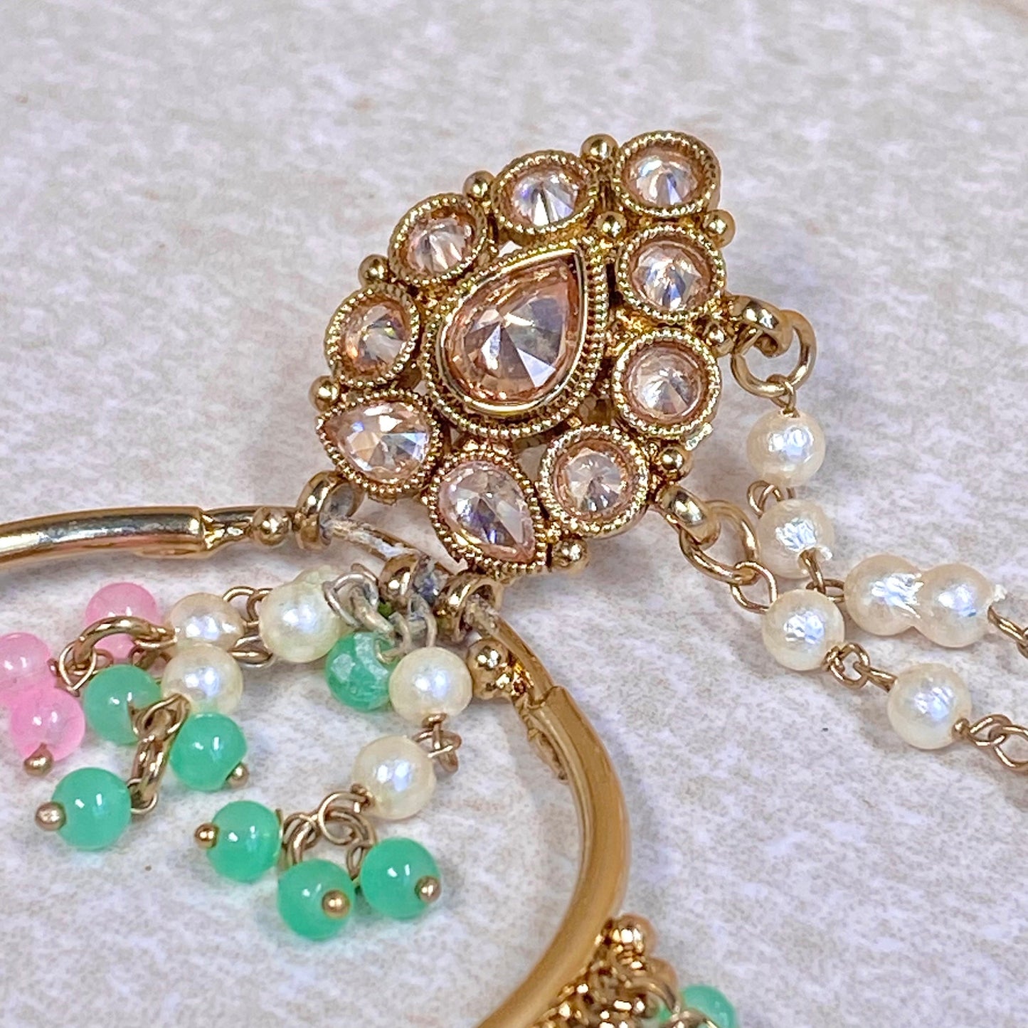 Pastel Hoop Indian Earrings with Chain! Pastel Earrings/Pastel Hoops/ Fashion Jewellery/ Gift for Women/Indian/Pakistani style/Chandbali