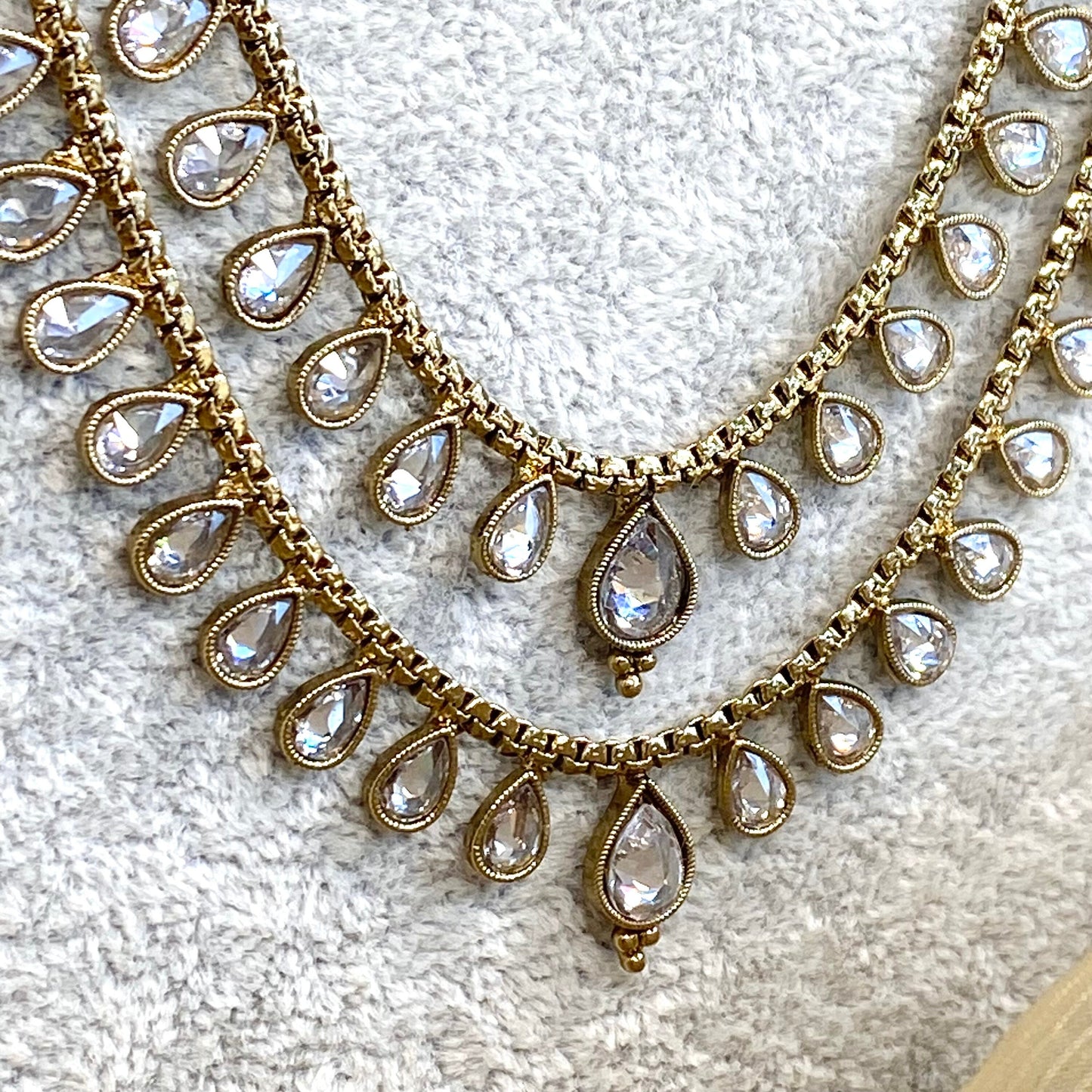 Long Necklace and Earring set- Clear