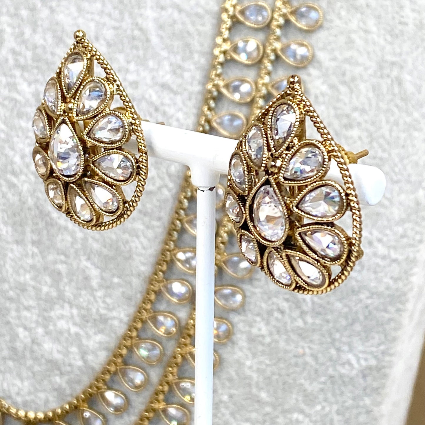 Long Necklace and Earring set- Clear