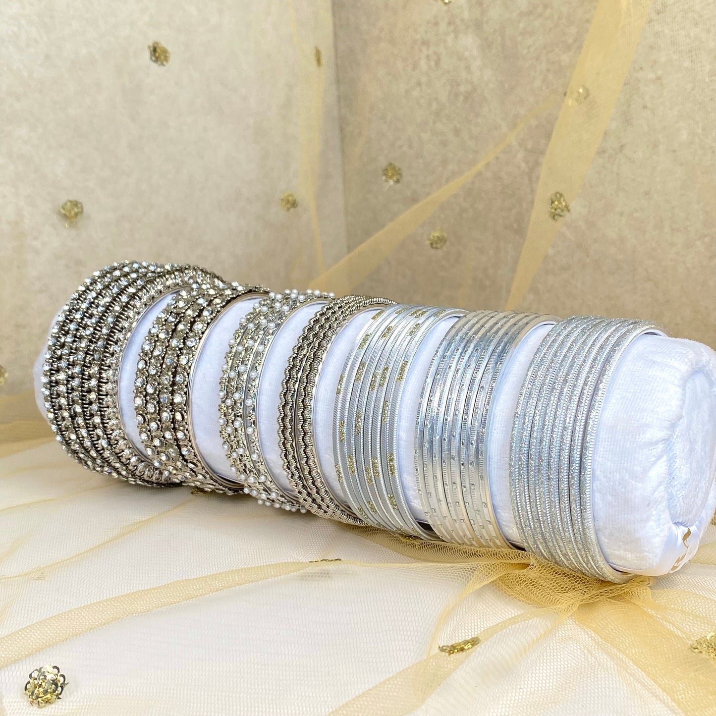 Bangle Roll Build Your Bangle Set - Silver Rhinestone Collection/Indian/ Pakistani/Jewelley/ Fashion Bracelet/Gift for wome/ Bangle Roll