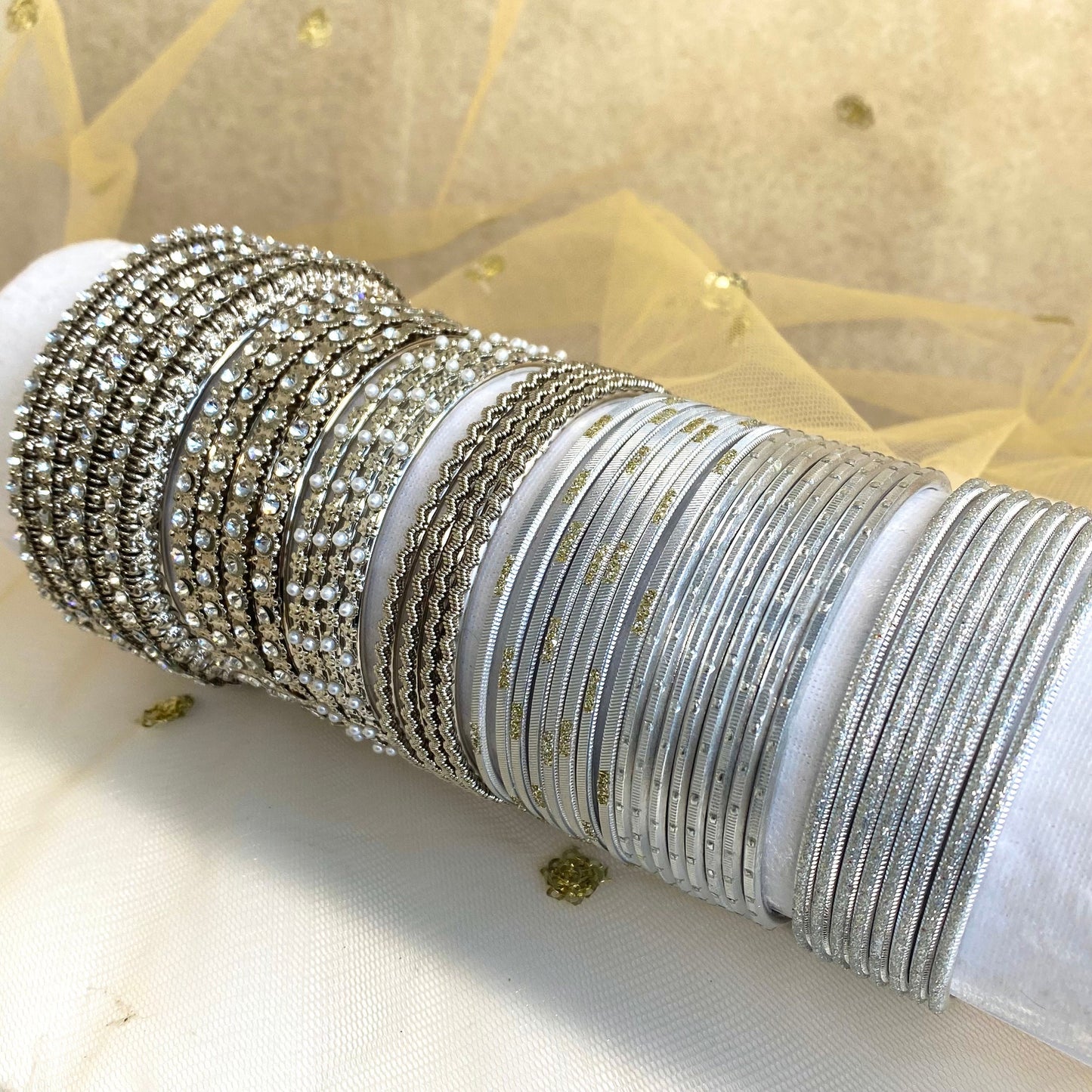 Bangle Roll Build Your Bangle Set - Silver Rhinestone Collection/Indian/ Pakistani/Jewelley/ Fashion Bracelet/Gift for wome/ Bangle Roll