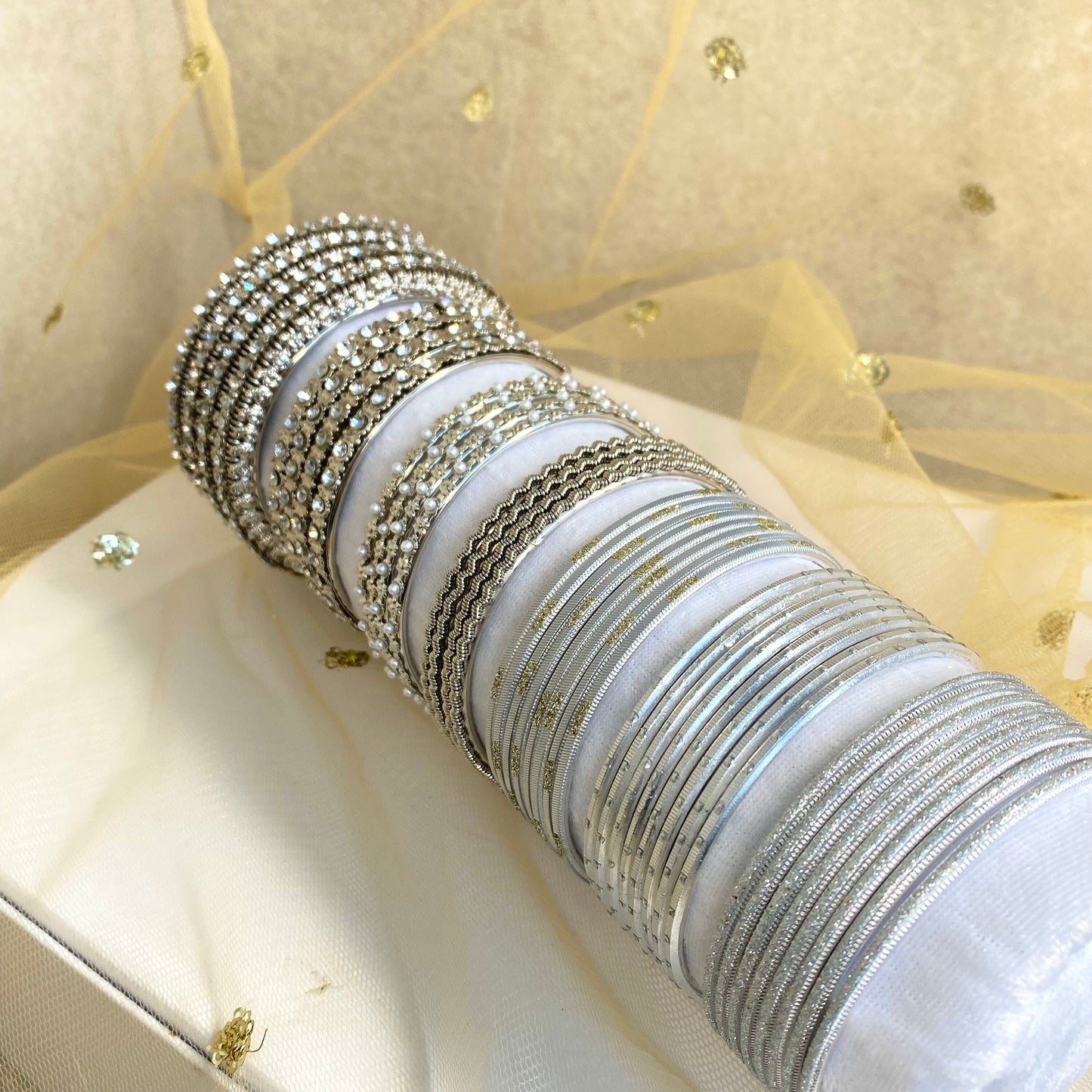 Bangle Roll Build Your Bangle Set - Silver Rhinestone Collection/Indian/ Pakistani/Jewelley/ Fashion Bracelet/Gift for wome/ Bangle Roll