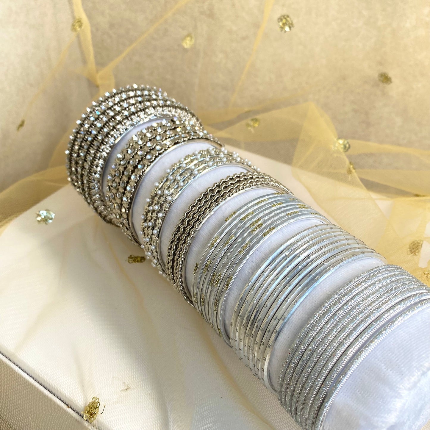 Bangle Roll Build Your Bangle Set - Silver Rhinestone Collection/Indian/ Pakistani/Jewelley/ Fashion Bracelet/Gift for wome/ Bangle Roll