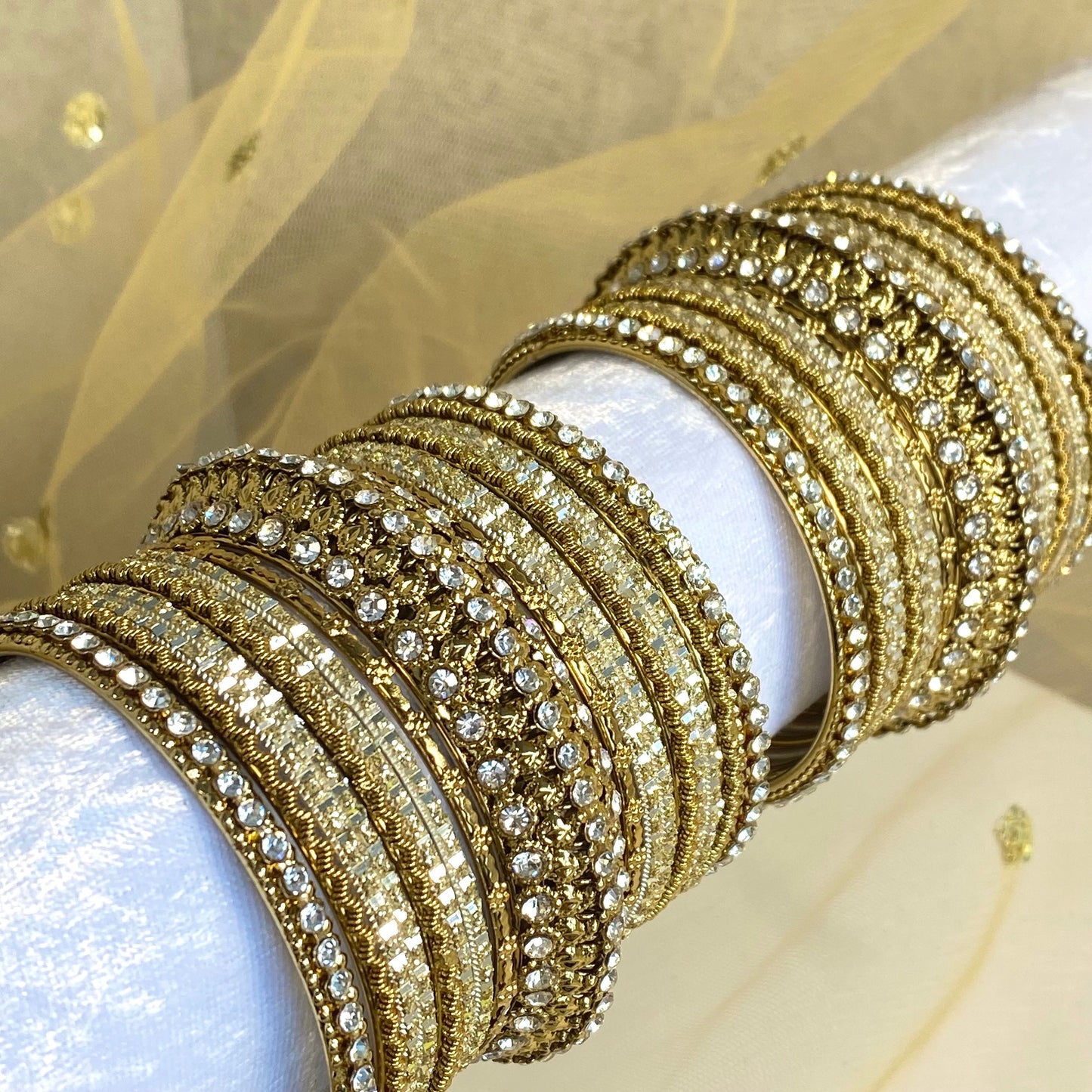 Shimmer Crystal Bangles - Gold/ Silver