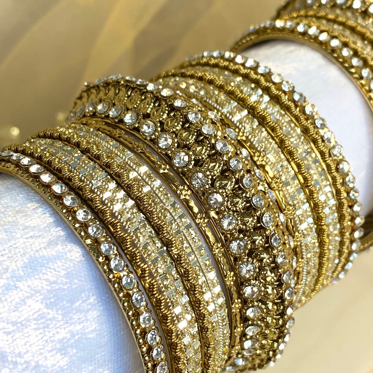 Shimmer Crystal Bangles - Gold/ Silver