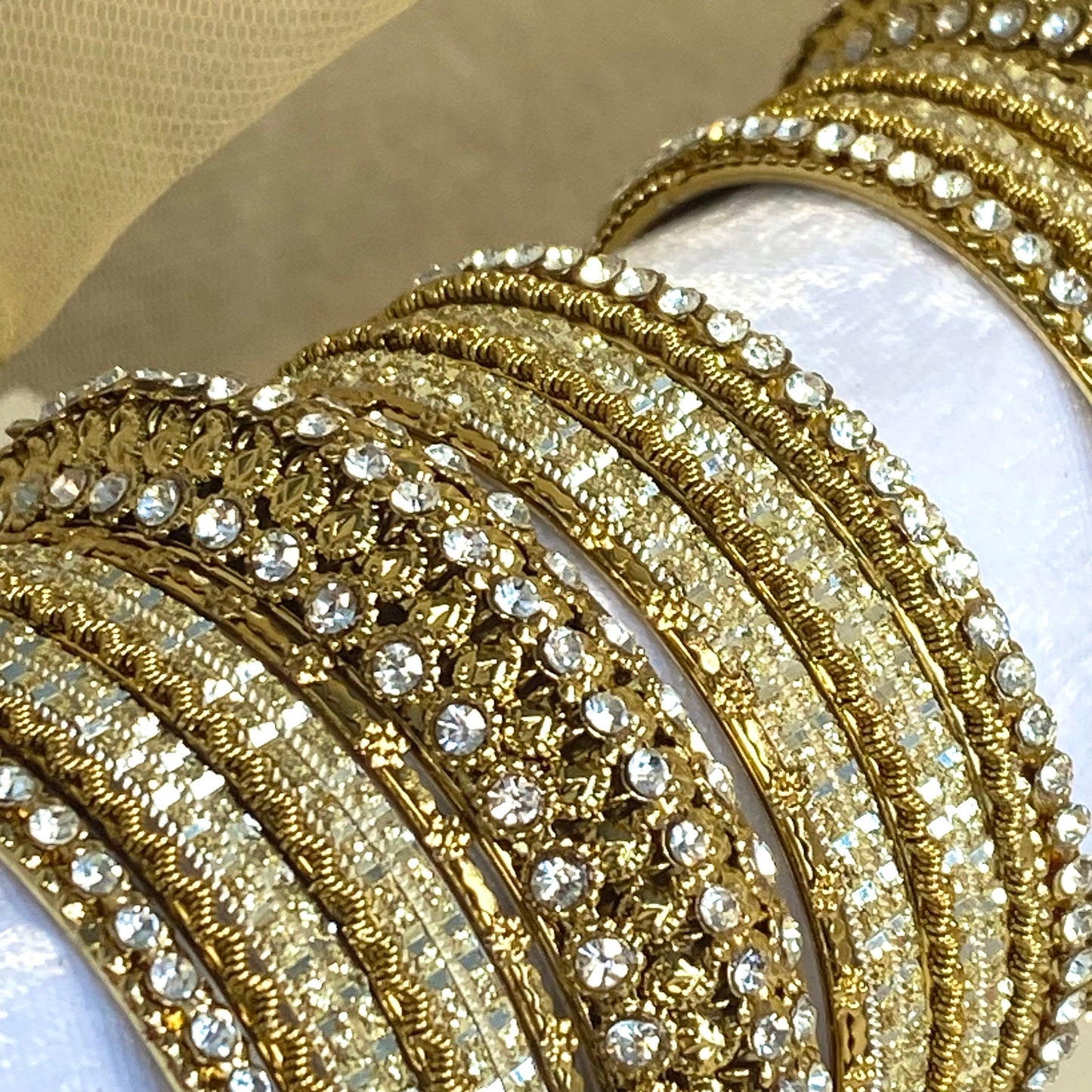 Shimmer Crystal Bangles - Gold/ Silver