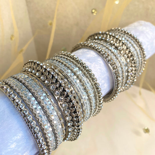 Shimmer Crystal Bangles - Silver/Indian/ Pakistani/Jewelley/ Fashion Bracelet