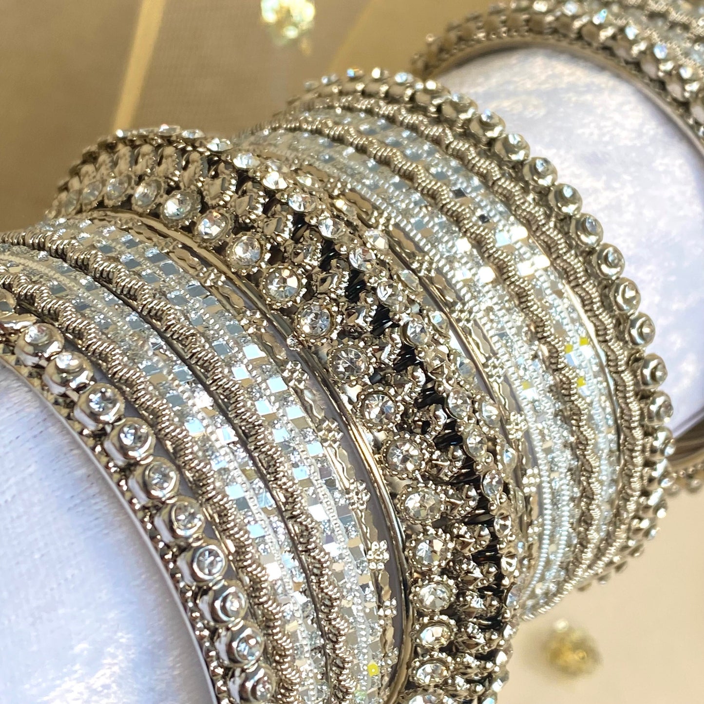 Shimmer Crystal Bangles - Silver/Indian/ Pakistani/Jewelley/ Fashion Bracelet