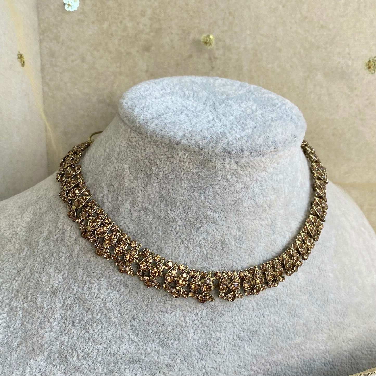 Golden Elegant Necklace- Single/ Unique Style/ Indian/ Pakistani/Fashion Jewellery/ Gift for Women