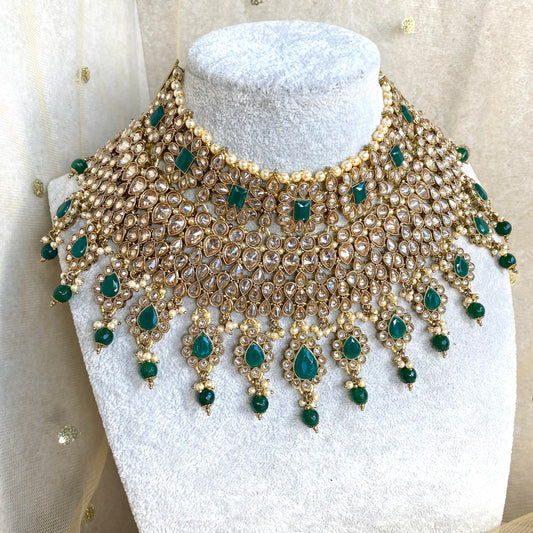 Green Statement Bridal Necklace!/ Unique Style/ Indian/ Pakistani/Fashion Jewellery/ Gift for Women