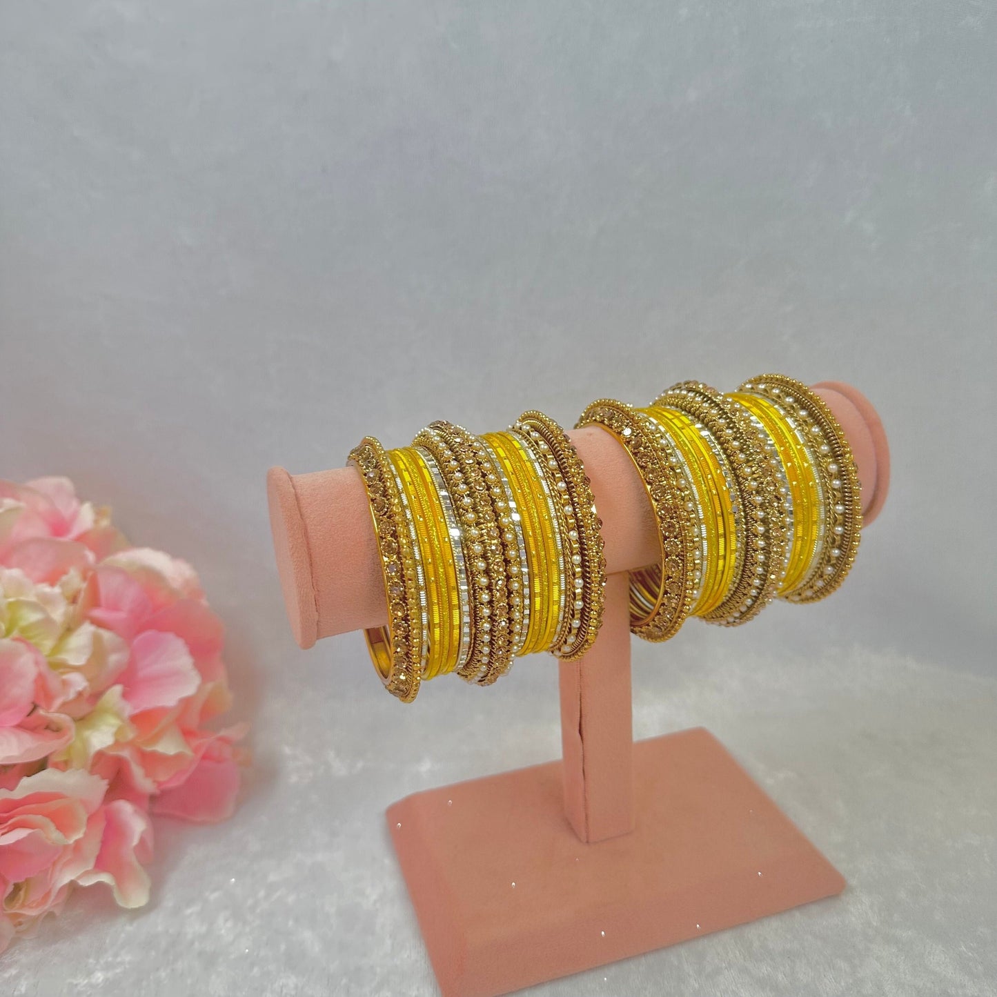 Small Yellow Bangle Set/Indian/ Pakistani/Jewelley/ Fashion Bracelet