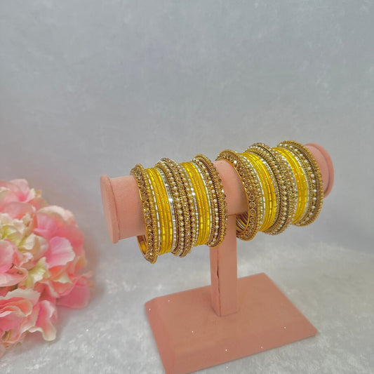 Small Yellow Bangle Set/Indian/ Pakistani/Jewelley/ Fashion Bracelet