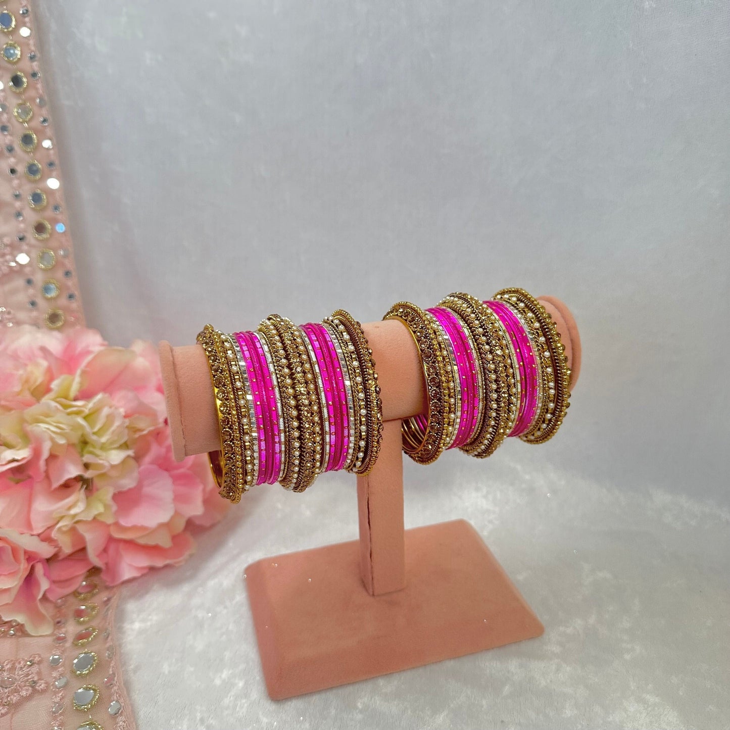 Small Hot Pink Bangle Set/Indian/ Pakistani/Jewelley/ Fashion Bracelet