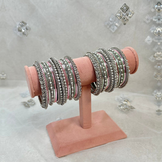 Pastel/Silver Bangle Set/Indian/ Pakistani/Jewelley/ Fashion Bracelet